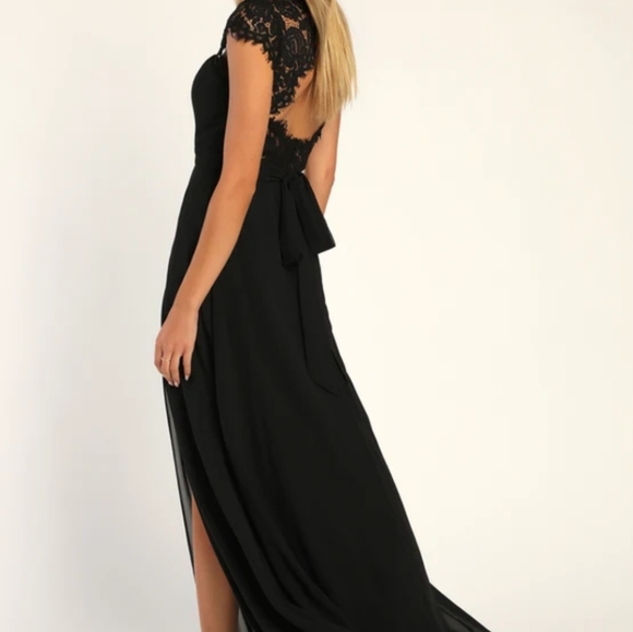 Lulu's Black Lace Backless Maxi Dress - Picture 2 of 4